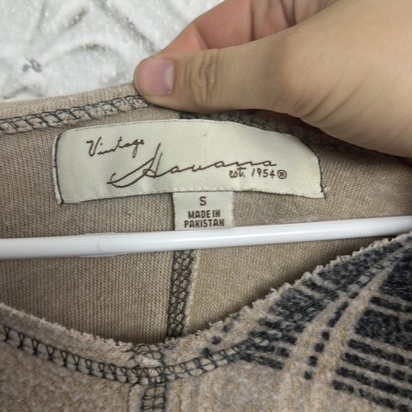 Vintage Havana plaid multi media fleece cropped hoodie - Picture 2 of 5